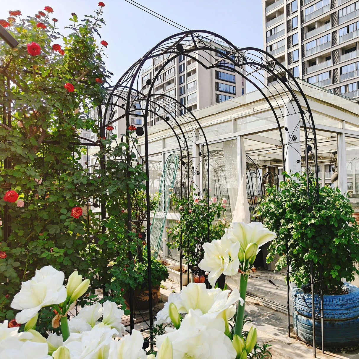 Metal Garden Arch Assemble Freely With 8 Styles Garden Arbor Trellis Climbing Plants Support Rose Arch - Furniture Home Direct