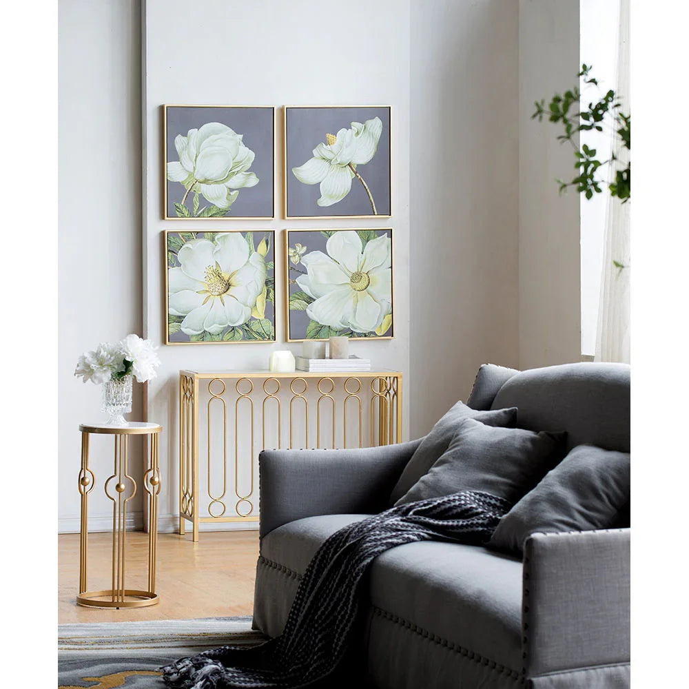 Botanical Wall Art Prints, Home Decor For Living Room Dining Room Bedroom Hallway (Set of 4) - Gray - Furniture Home Direct