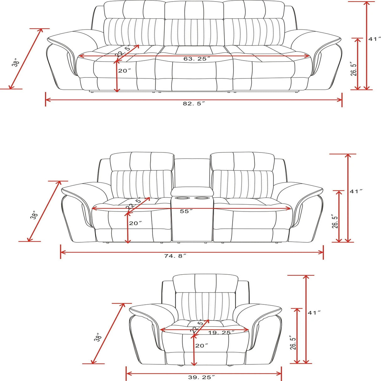 Steban - Console Reclining Loveseat - Gray - Furniture Home Direct