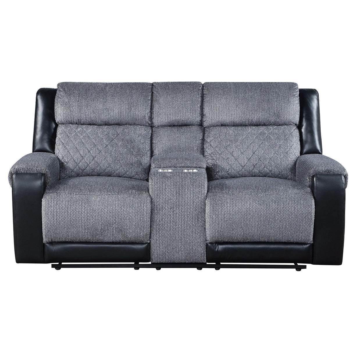 ALICIA GREY/BLACK CONSOLE RECLINING LOVESEAT - Furniture Home Direct