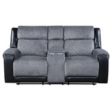 ALICIA GREY/BLACK CONSOLE RECLINING LOVESEAT - Furniture Home Direct