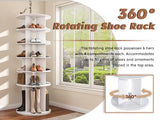 Free Standing 360° Revolving Shoe Organizer for 24 Pairs of Shoes (6-Tier White) - Furniture Home Direct