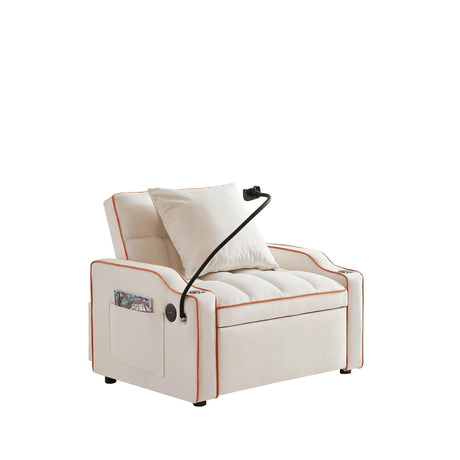 Convertible Velvet 3 In 1 Sofa Bed With Adjustable Sleeper Chair And Multi Pockets - Furniture Home Direct