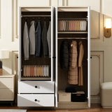 Wardrobe With Drawers And Hanging Rod Solid Wood White - Furniture Home Direct