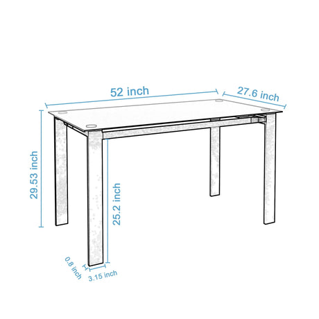 Modern 7 Piece Dining Table Set With Glass Top And Chairs - Black - Furniture Home Direct