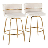 Cinch - Glam / Art Deco Fixed Height Counter Stool With Swivel With Round Footrest (Set of 2) - Furniture Home Direct