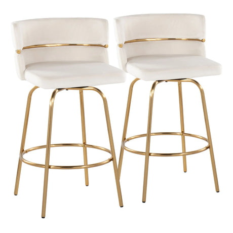 Cinch - Glam / Art Deco Fixed Height Counter Stool With Swivel With Round Footrest (Set of 2) - Furniture Home Direct