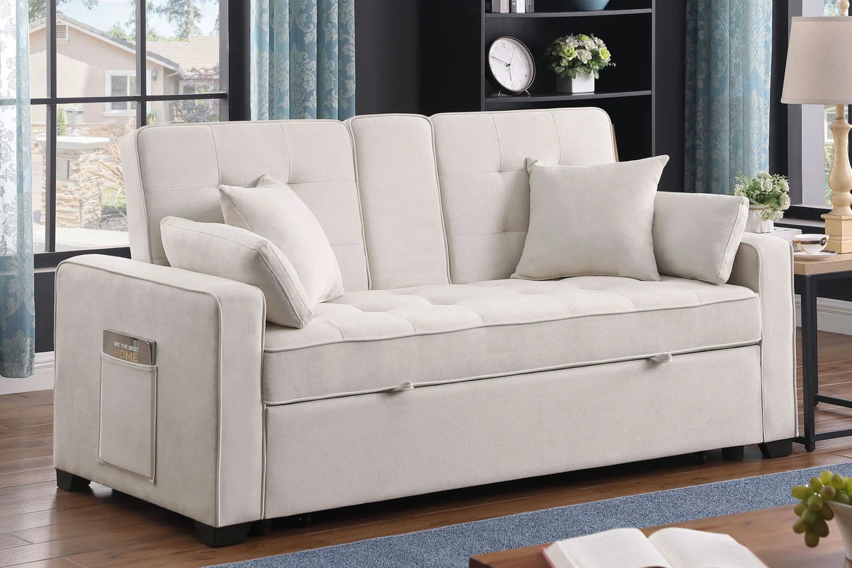 Cody II - 69.5"W Woven Fabric Convertible Sleeper Loveseat with Cup Holder - Furniture Home Direct