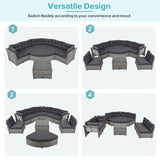 Elegant Patio Furniture Set Outdoor Daybed Rattan Sectional With Cushions And Center Table - Gray - Furniture Home Direct