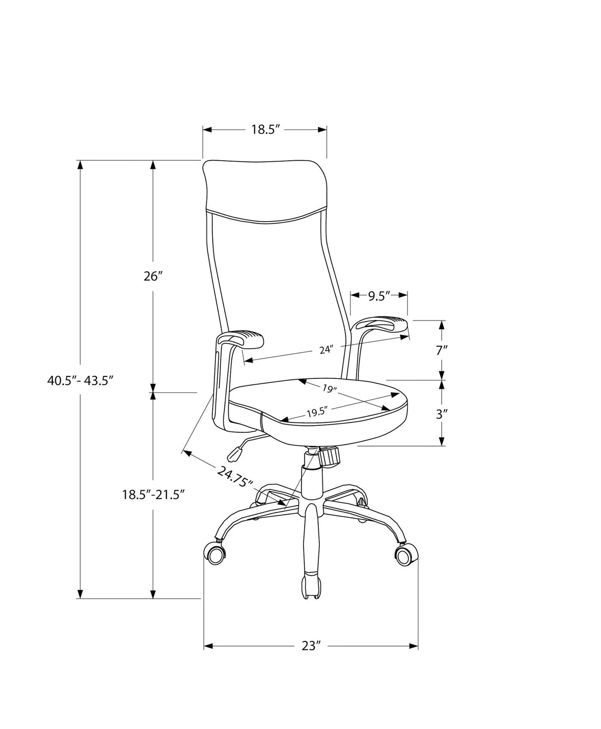 Office Chair, Adjustable Height, Swivel, Armrests, Contemporary & Modern - Furniture Home Direct