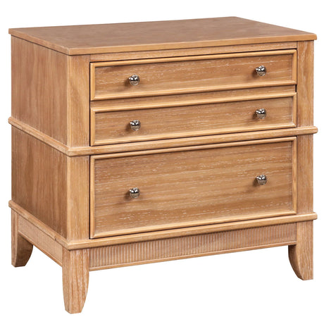Hazel - 3 Drawer Side Table For Living Room, Hallway, Entryway (Set of 2) - Natural - Furniture Home Direct