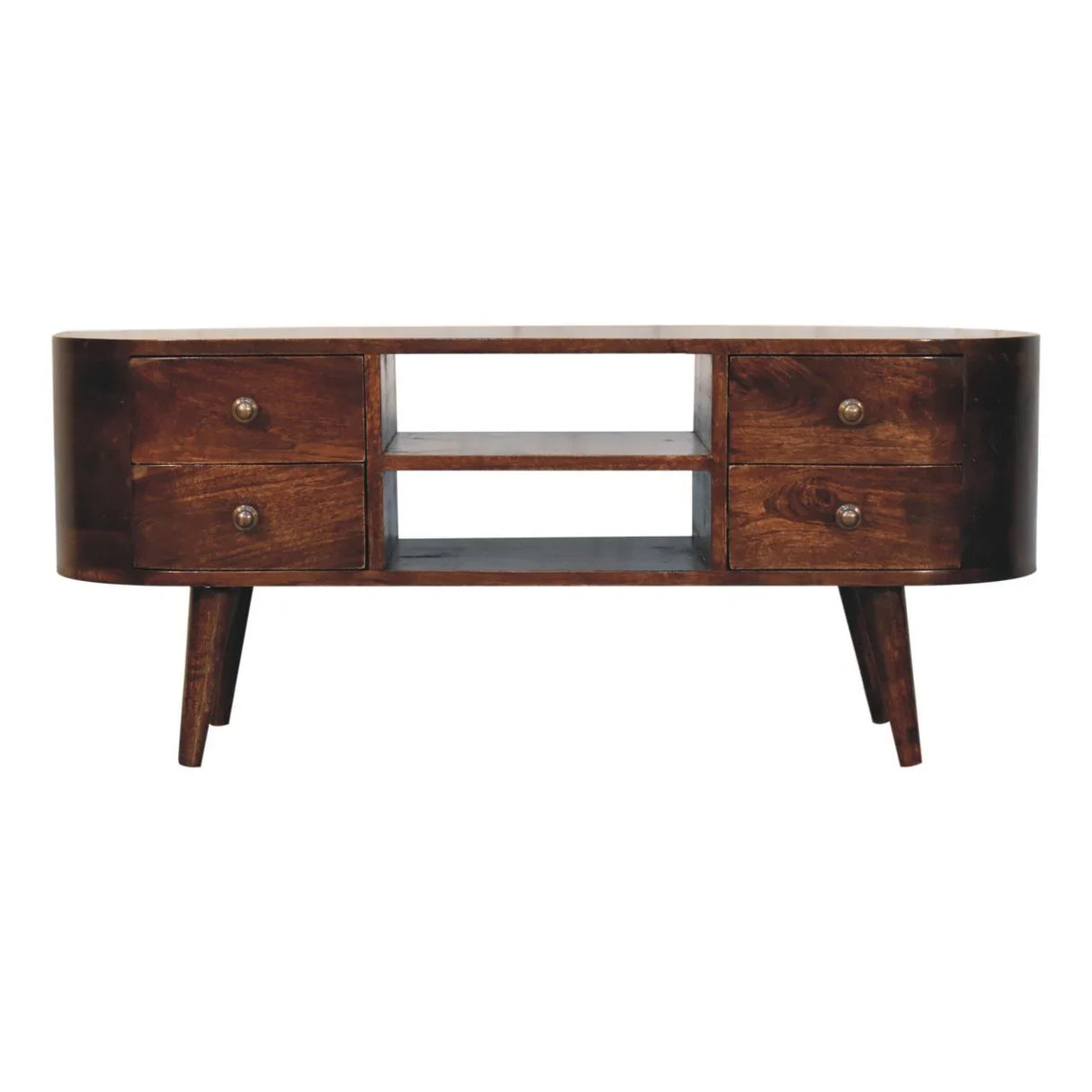 Solid Wood Rounded Entertainment Unit - Furniture Home Direct
