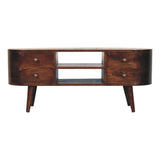Solid Wood Rounded Entertainment Unit - Furniture Home Direct