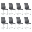 Dining Chair Set Modern Faux Leather With Chrome Base Gray - Furniture Home Direct