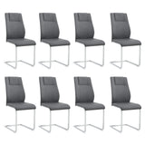 Dining Chair Set Modern Faux Leather With Chrome Base Gray - Furniture Home Direct