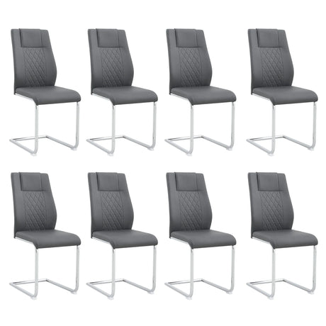 Dining Chair Set Modern Faux Leather With Chrome Base Gray - Furniture Home Direct