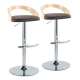 Grotto - Contemporary Adjustable Barstool, Swivel With Rounded T Footrest (Set of 2) - Furniture Home Direct