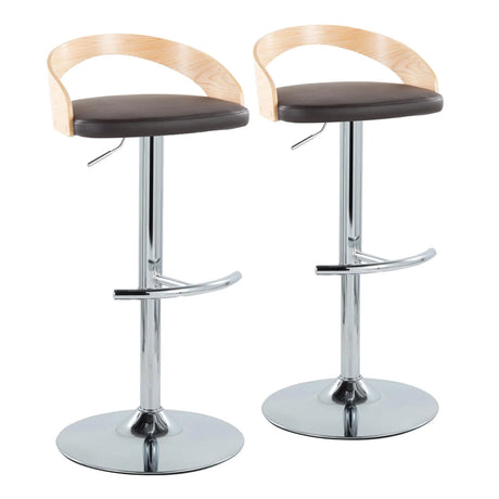Grotto - Contemporary Adjustable Barstool, Swivel With Rounded T Footrest (Set of 2) - Furniture Home Direct