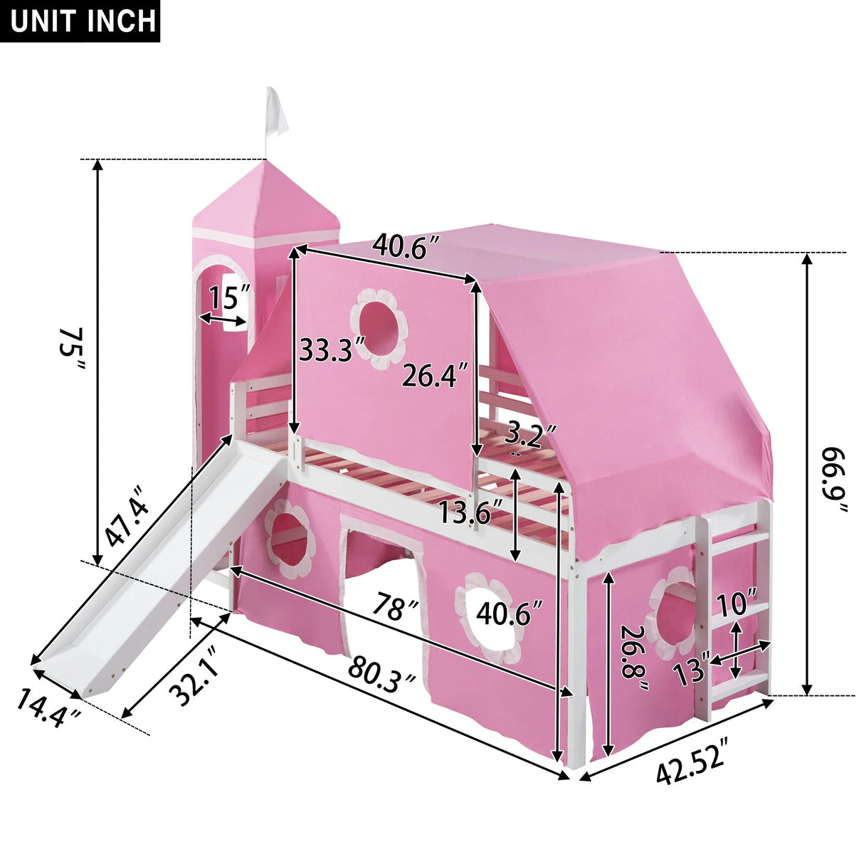 Loft Bed With Slide Tent And Tower Fun Playhouse Design - Furniture Home Direct
