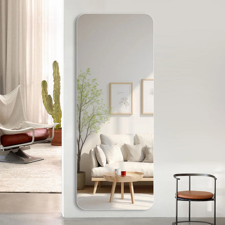 Full Body Round Corner Mirror For Living Room Bedroom Cloakroom High Quality 5Mm Explosion Proof Glass - Silver / Clear