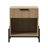 Modern Fluted Drawer Nightstand With Open Cubby Coastal - Furniture Home Direct