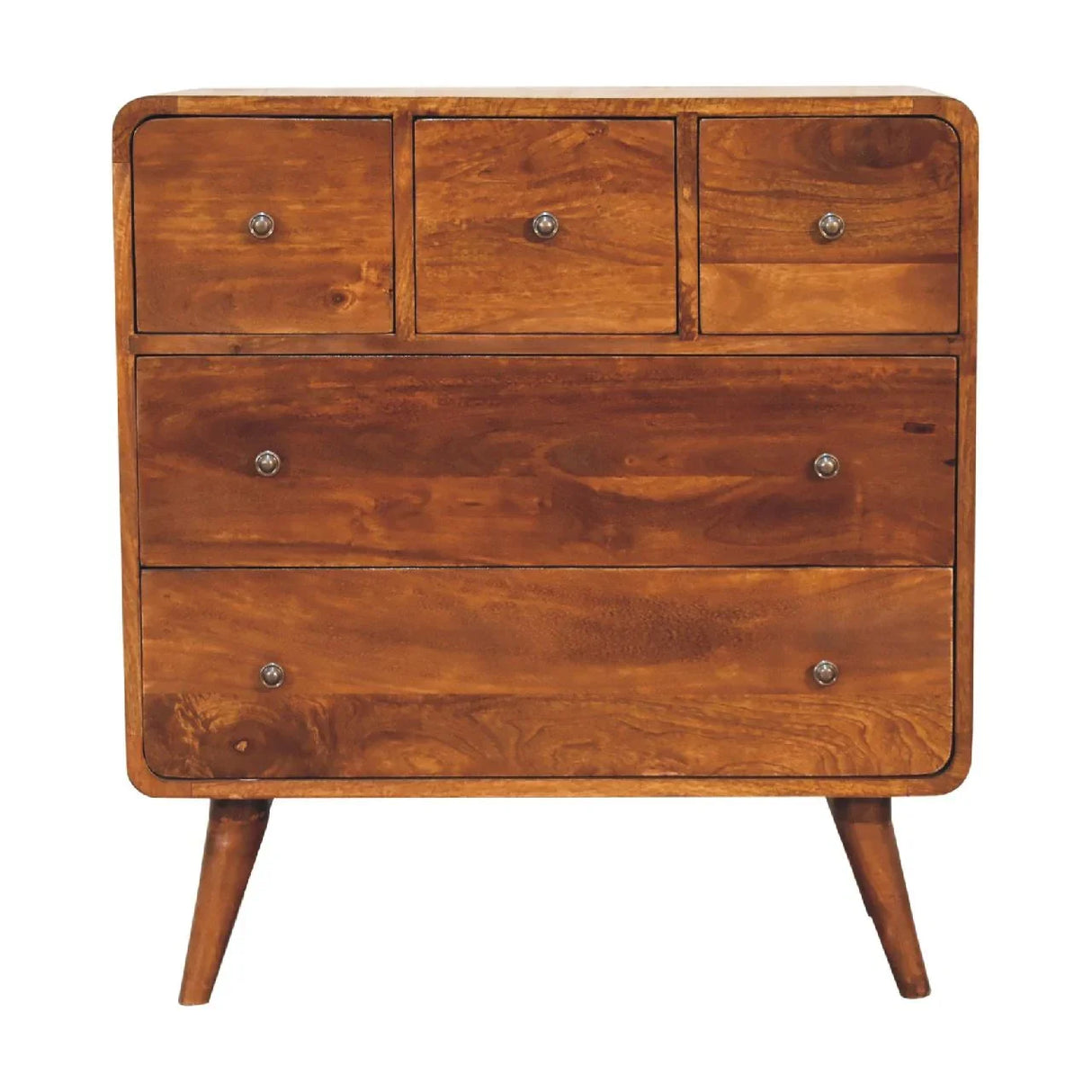 3 Over 2 Curved Chest - Brown - Furniture Home Direct