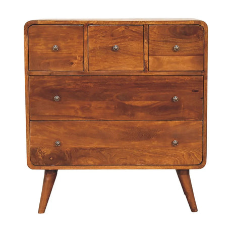 3 Over 2 Curved Chest - Brown - Furniture Home Direct
