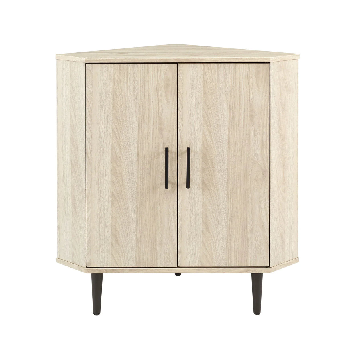 Contemporary 2 Door Mixed-Material Corner Accent Cabinet - Furniture Home Direct