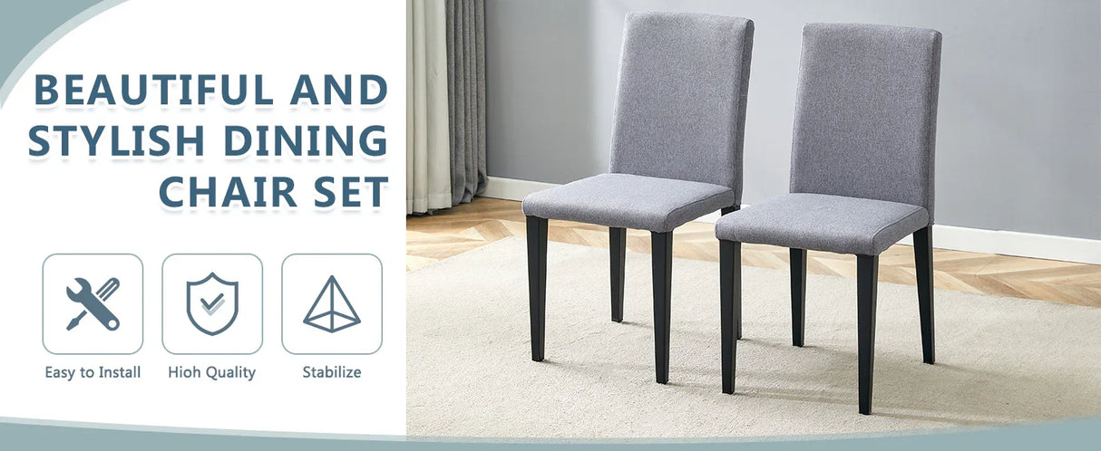 Dining Chairs Set Four Light Linen Upholstered Gray - Furniture Home Direct
