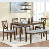 6 Pieces Kitchen Dining Set, Rectangular Wooden Dining Table With 4 Chairs And A Bench - Furniture Home Direct