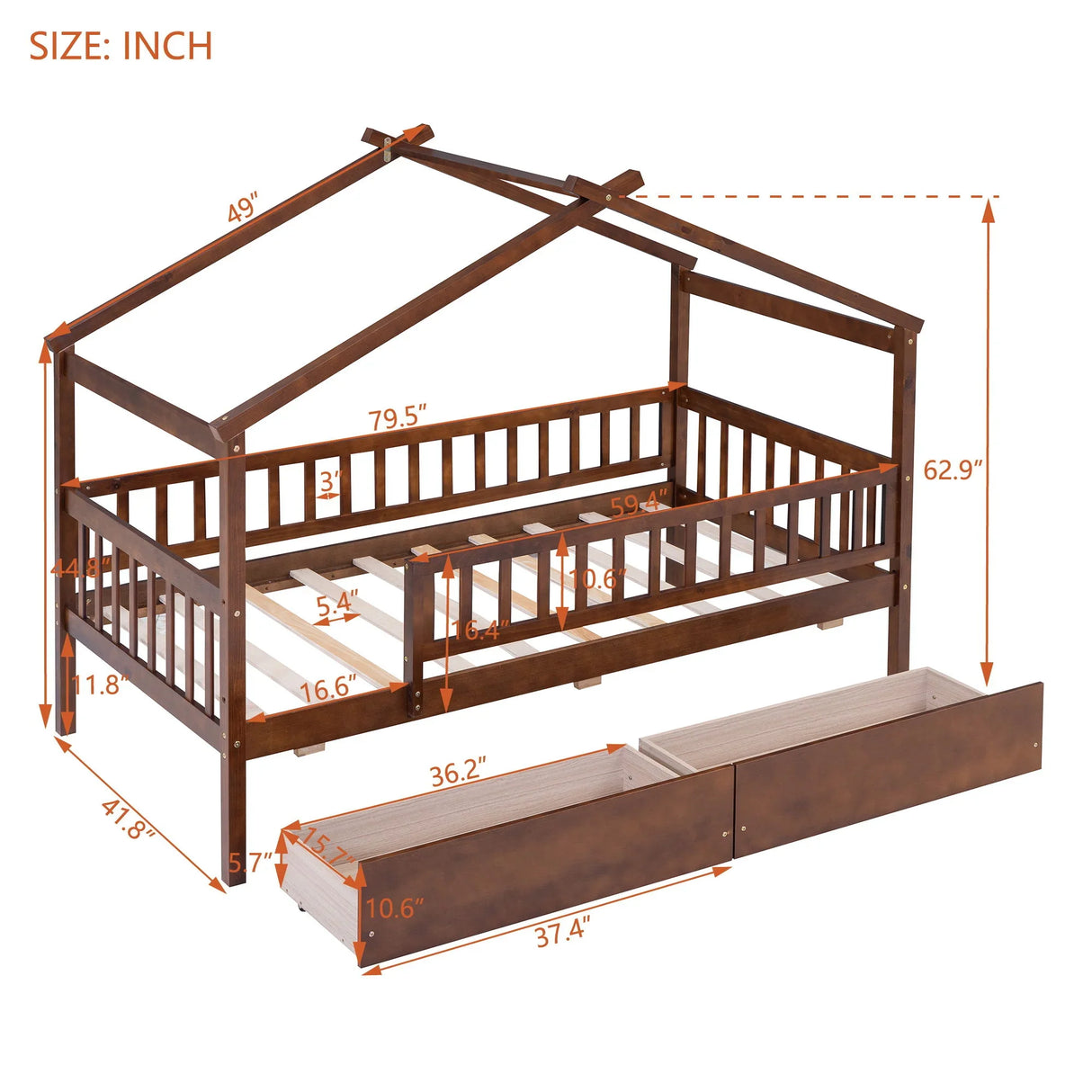 House Bed With 2 Drawers - Furniture Home Direct
