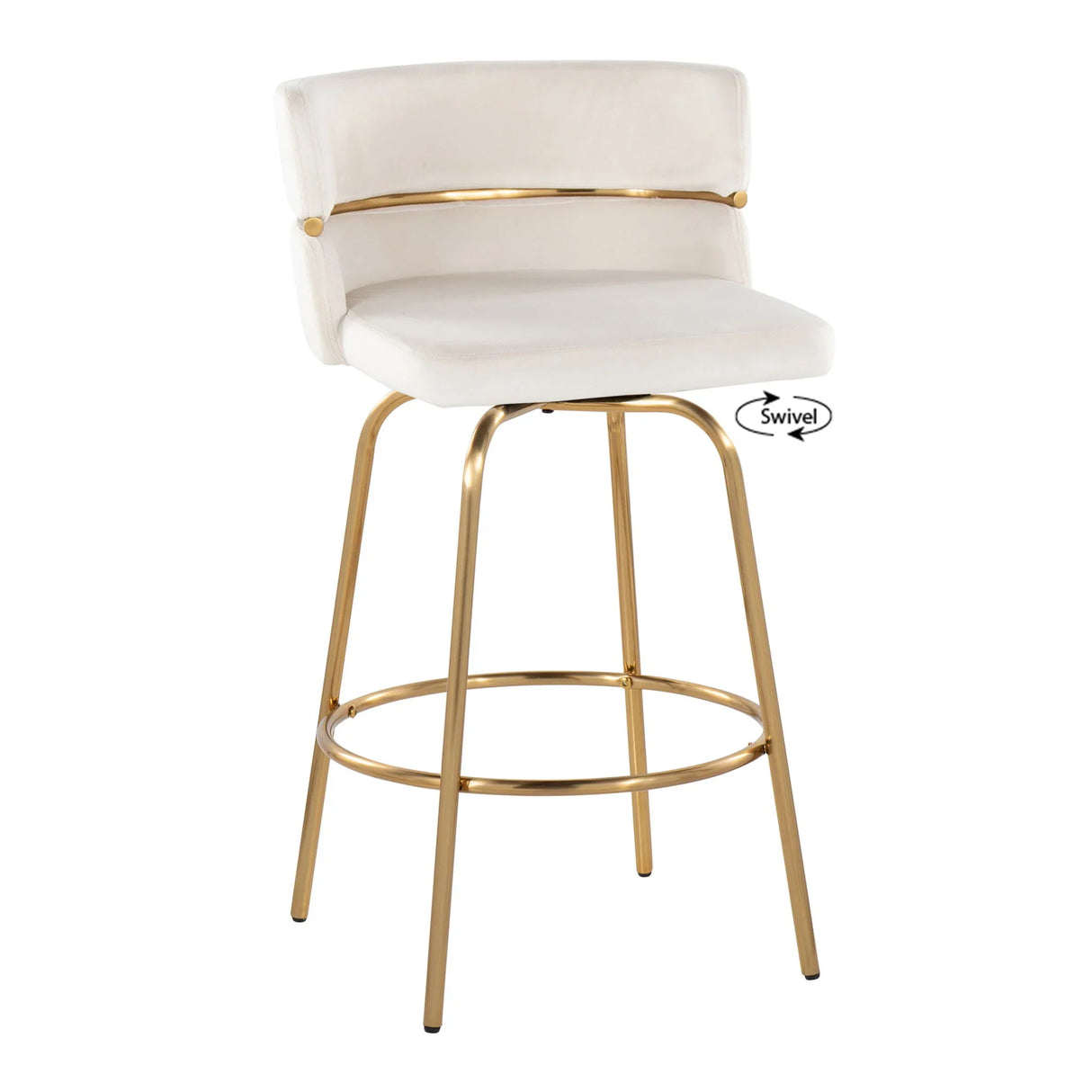 Cinch - Glam / Art Deco Fixed Height Counter Stool With Swivel With Round Footrest (Set of 2) - Furniture Home Direct