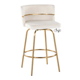Cinch - Glam / Art Deco Fixed Height Counter Stool With Swivel With Round Footrest (Set of 2) - Furniture Home Direct
