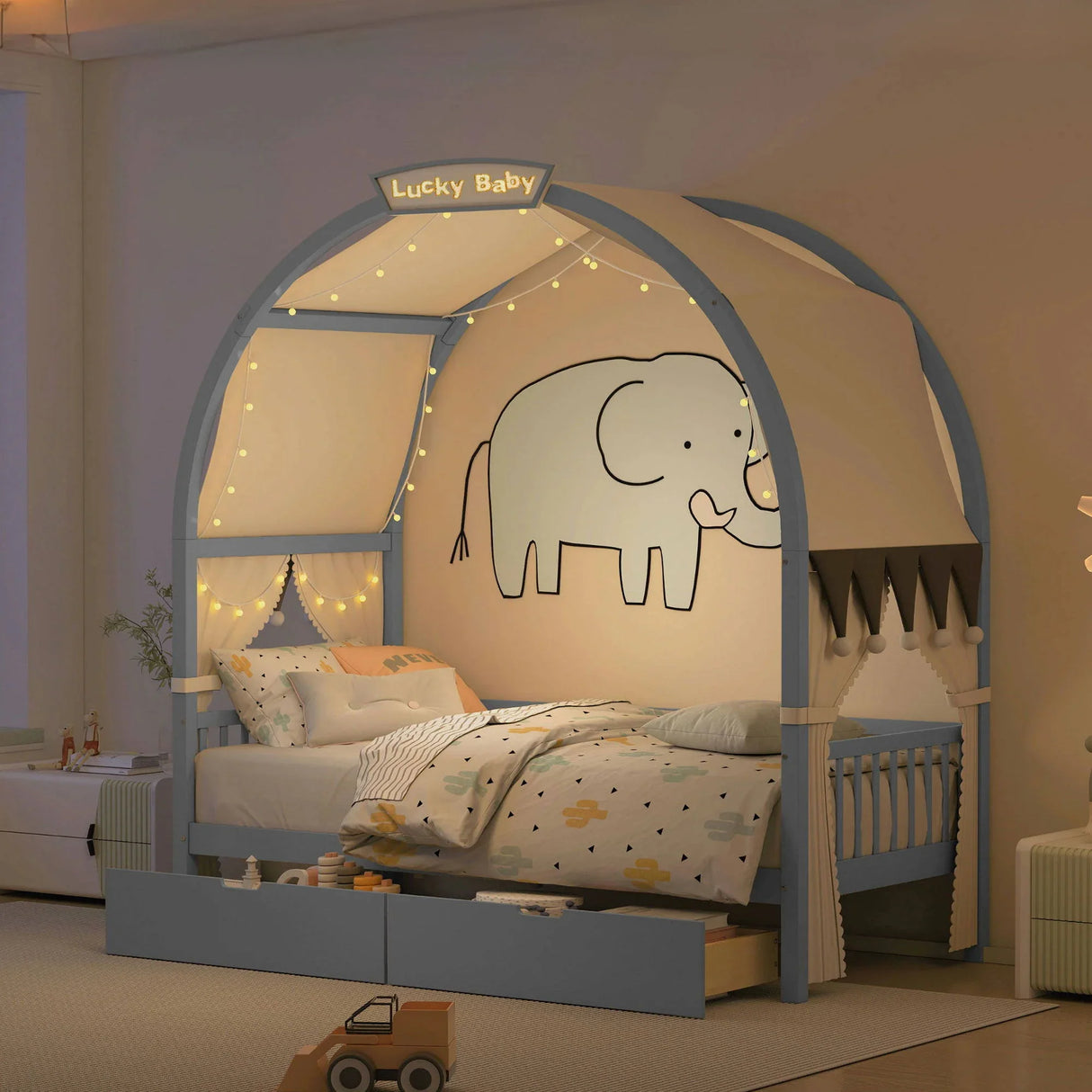 Bed With Arched Roof And 2 Drawers - Furniture Home Direct