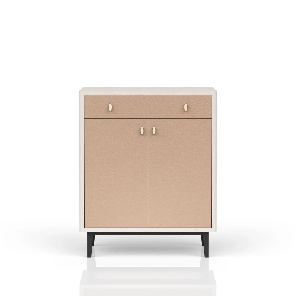 Contemporary Bar Cabinet With Large Storage - White / Pecan - Furniture Home Direct