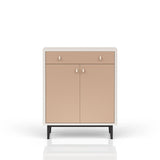 Contemporary Bar Cabinet With Large Storage - White / Pecan - Furniture Home Direct