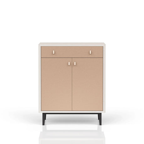 Contemporary Bar Cabinet With Large Storage - White / Pecan - Furniture Home Direct