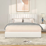 Anda - Boucle Upholstered Platform Bed With Patented Drawers Storage - Ivory - Furniture Home Direct