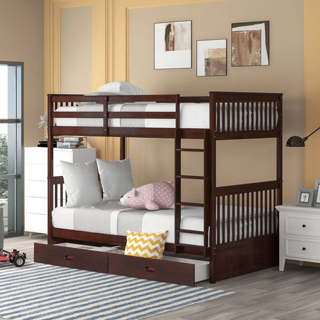 Bunk Bed With Ladders And 2 Storage Drawers - Furniture Home Direct