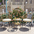 Outdoor Rattan Bistro Set With Glass Top Cushions Beige - Furniture Home Direct