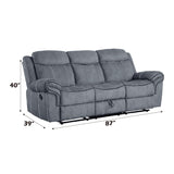 Zubaida - Two Tone Velvet Recliner Sofa With USB Port Drop Down Table - Furniture Home Direct