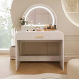 Makeup Vanity Table With Mirror Touch Screen Lighted Mirror, Dressing Table With Drawer For Bedroom - White - Furniture Home Direct
