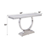 Zander - Printed Faux Marble Top Mirrored Console Table - Silver / White - Furniture Home Direct