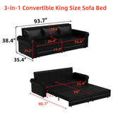 3 In 1 Convertible Sleeper Sofa With Nailhead Trim & Rolled Arm - Furniture Home Direct