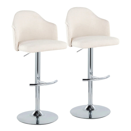 Ahoy - Contemporary Adjustable Barstool With Swivel With Rounded T Footrest (Set of 2) - Furniture Home Direct
