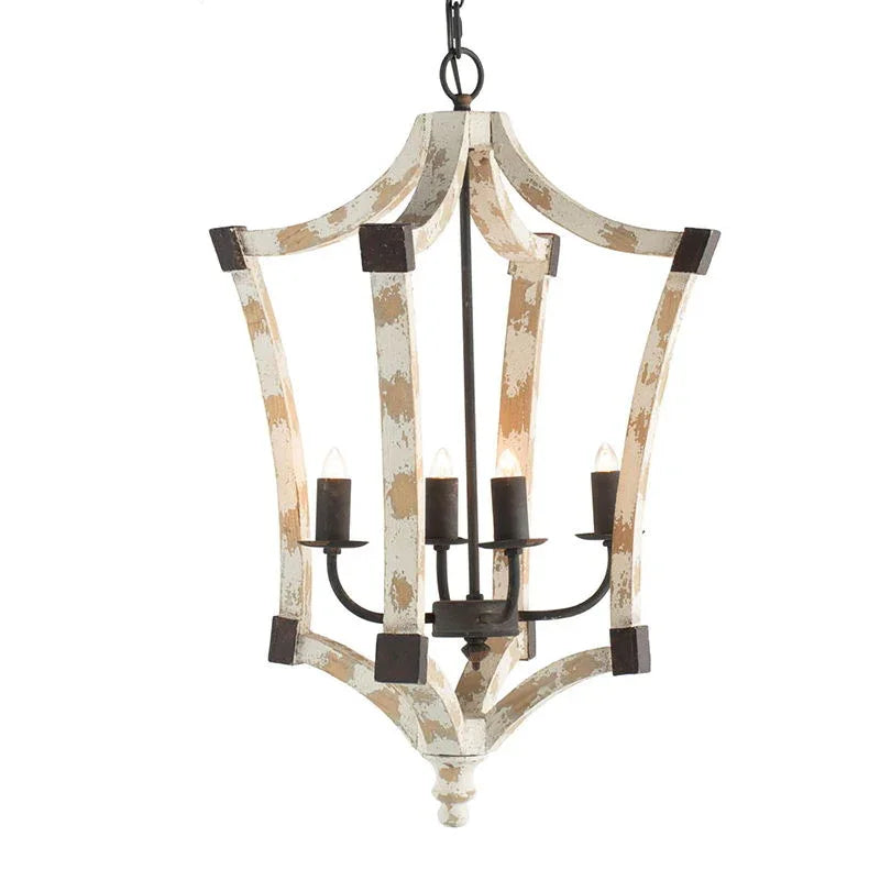 4 Light Chandelier, Hanging Light Fixture With Adjustable Chain For Kitchen, Bulb Not Included - Cream - Furniture Home Direct