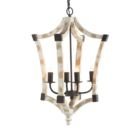 4 Light Chandelier, Hanging Light Fixture With Adjustable Chain For Kitchen, Bulb Not Included - Cream - Furniture Home Direct