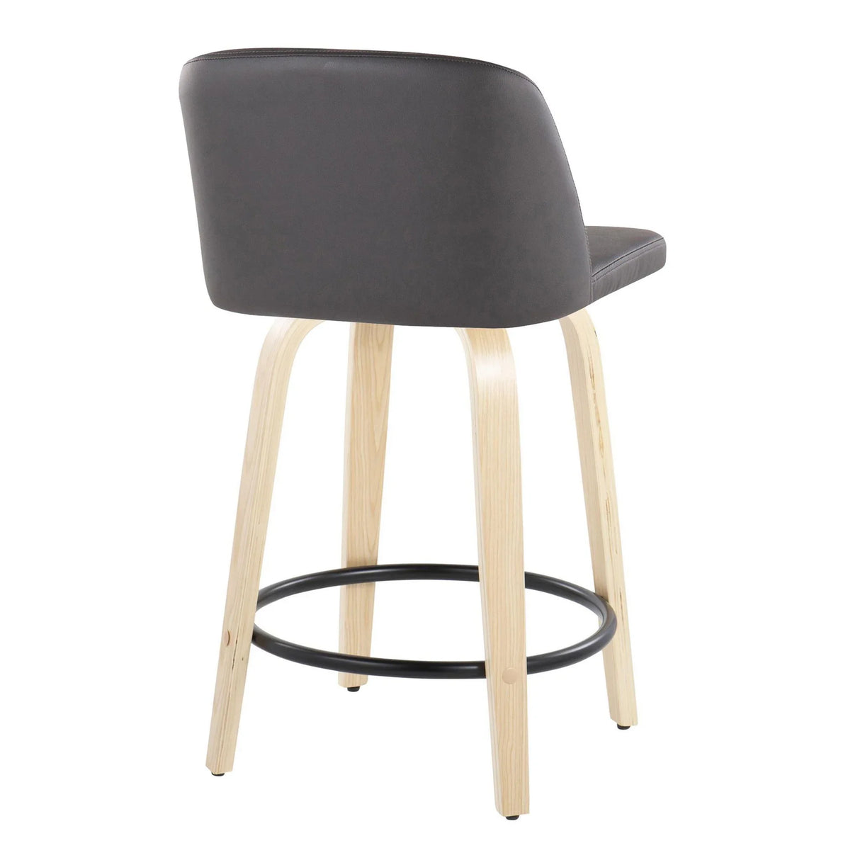 Toriano - Contemporary, Fixed Height Counter Stool With Swivel And Round Footrest (Set of 2) - Furniture Home Direct
