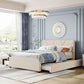 Upholstered Platform Bed With Brick Pattern Headboard And Twin Long Size Trundle - Furniture Home Direct