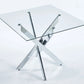 Dining Table With Cross Metal Leg And Tempered Glass, Modern Space Saving Kitchen Table For Living Room Legs, Square Table - Furniture Home Direct